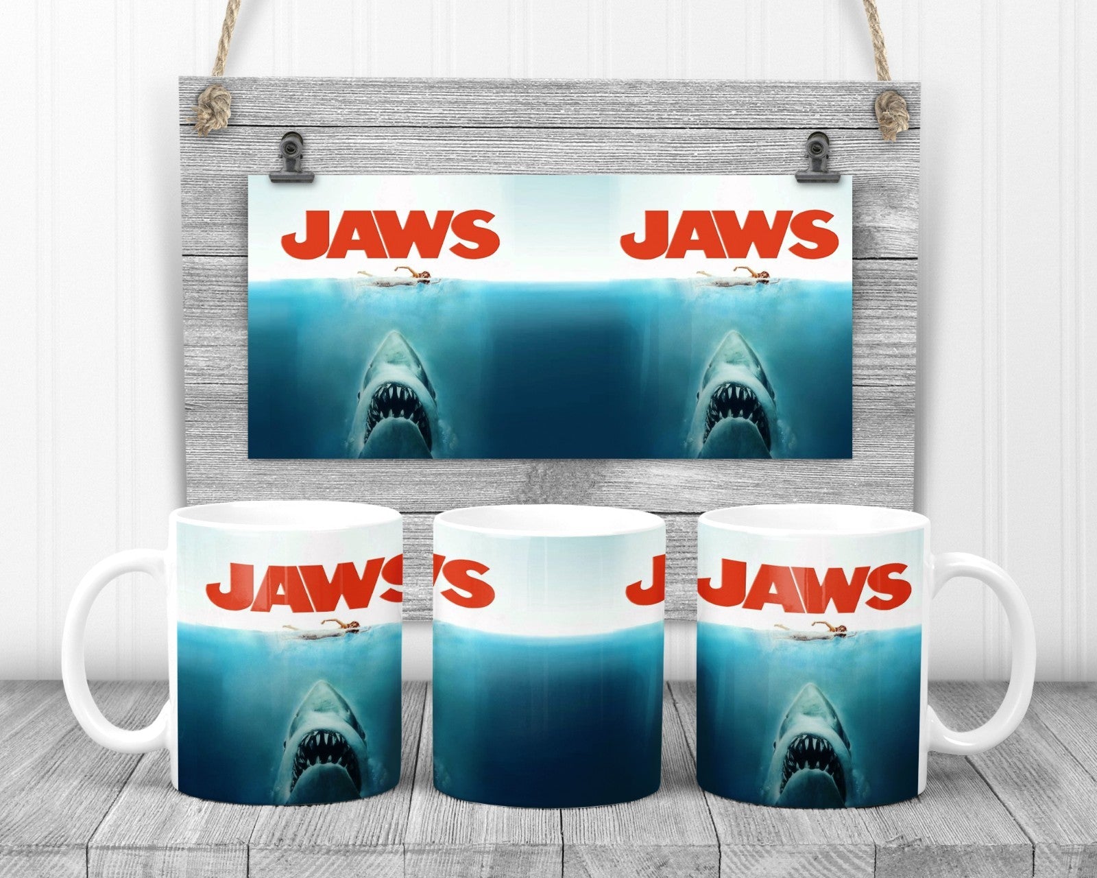 Jaws The Movie Mug, 11oz Ceramic Cup, Classic Movie Gift,