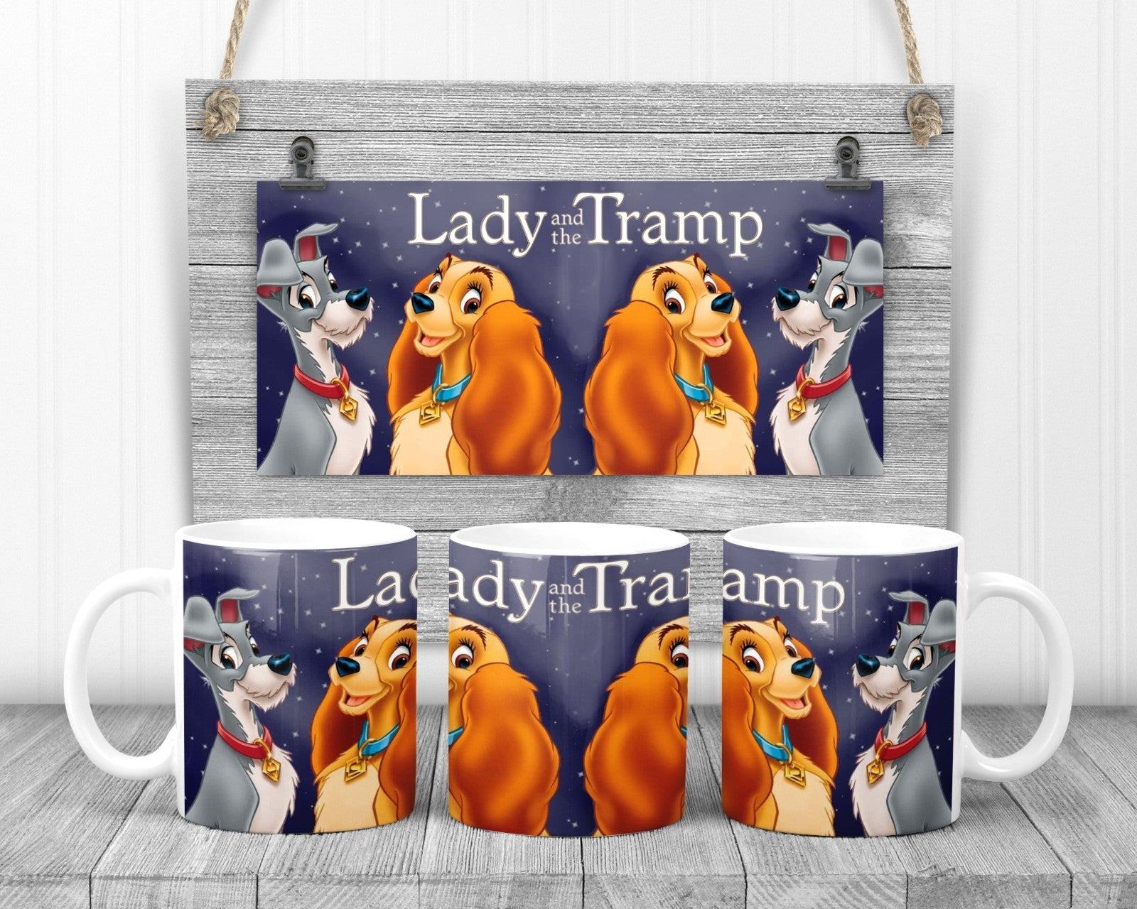 Lady & The Tramp Classic Movie Mug, 11oz Ceramic Cup, Movie Gift