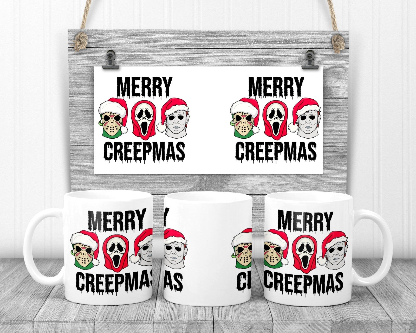 Merry Creepmas Horror Movie Mug, 11oz Ceramic Cup,  Movie Fan Gift,