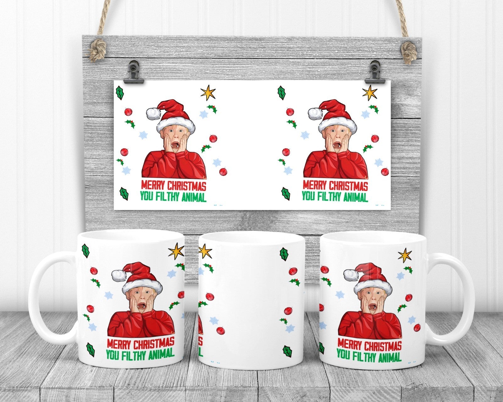 Merry Christmas You Filthy Animal From Kevin  Mug, 11oz Ceramic Cup, Cute Gift,