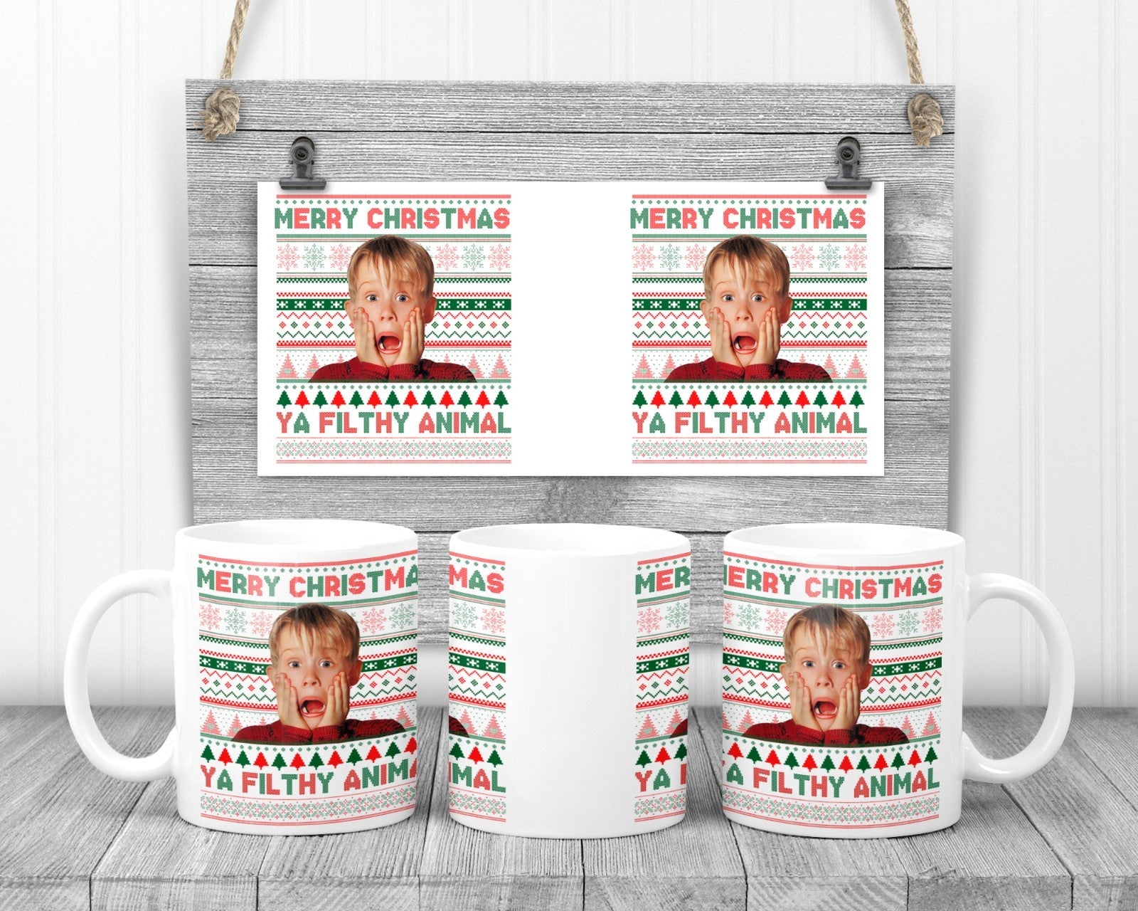 Merry Christmas Ya Filthy Animal Mug, 11oz Ceramic Cup,  Movie Fan Gift,