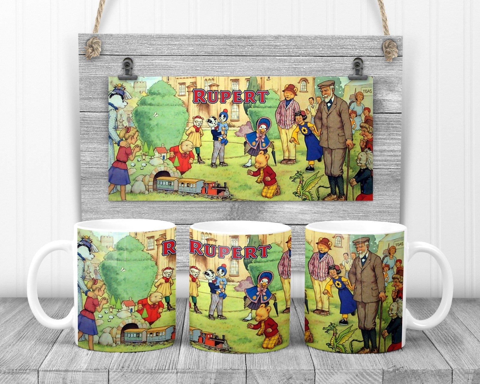 Rupert The Bear Mug,  11oz Ceramic Cup, TV Show Fan Gift,