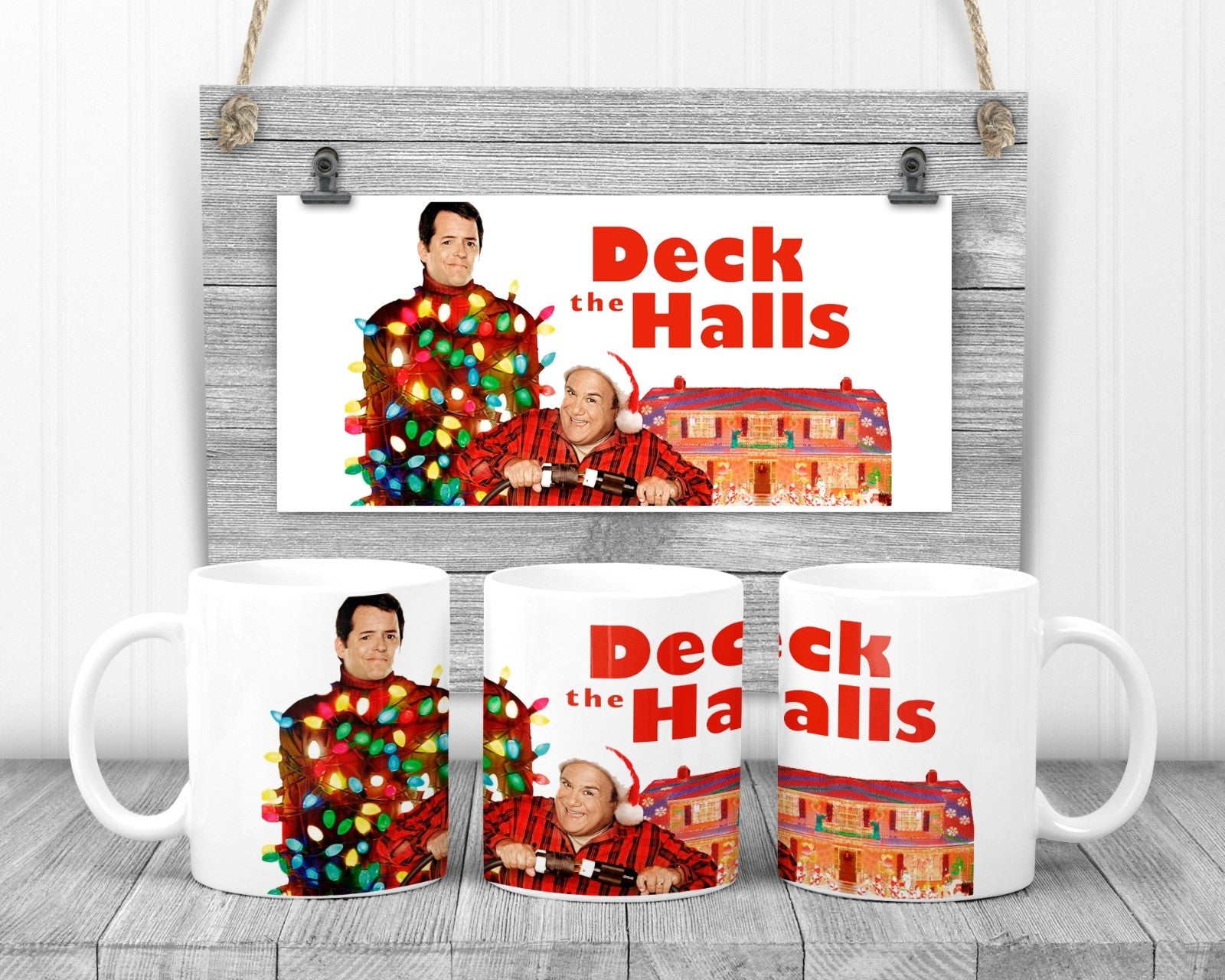 Deck The Halls Christmas Movie Mug, 11oz Ceramic Cup, Christmas Movie Gift,