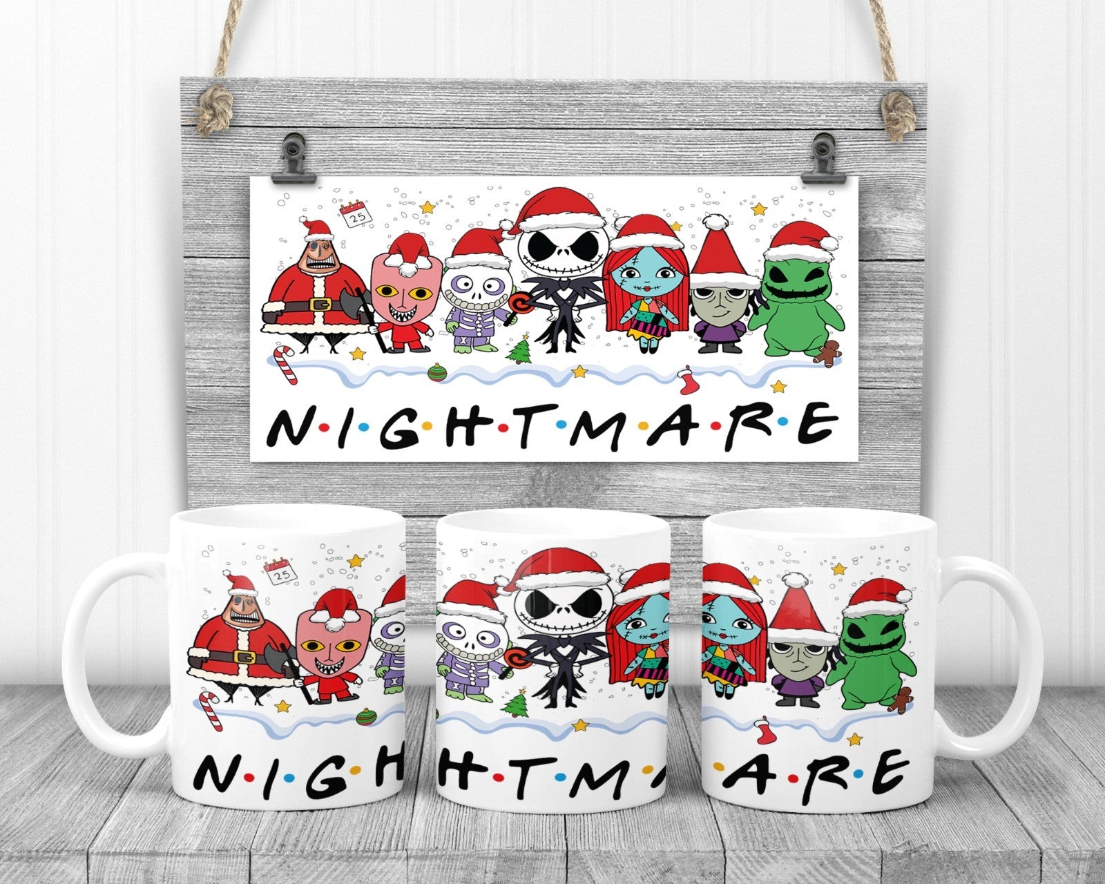 Friends Style Nightmare Before Christmas Mug, 11oz Ceramic Cup,  Movie Fan Gift,