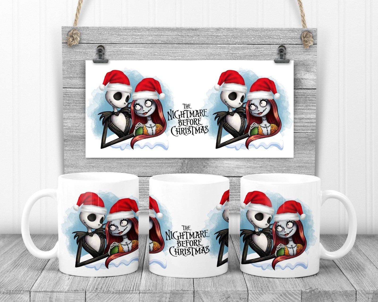 Jack and Sally Nightmare Before Christma Mug, 11oz Ceramic Cup,  Movie Fan Gift,